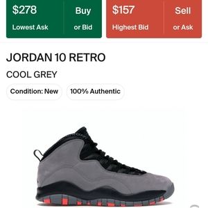 Men's Jordan Retro 10 Cool Grey/Infrared-Black